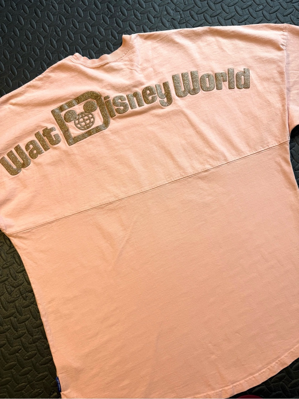 Disney Parks Spirit Jersey Walt Disney World Peach Pink Gold Glitter XXL